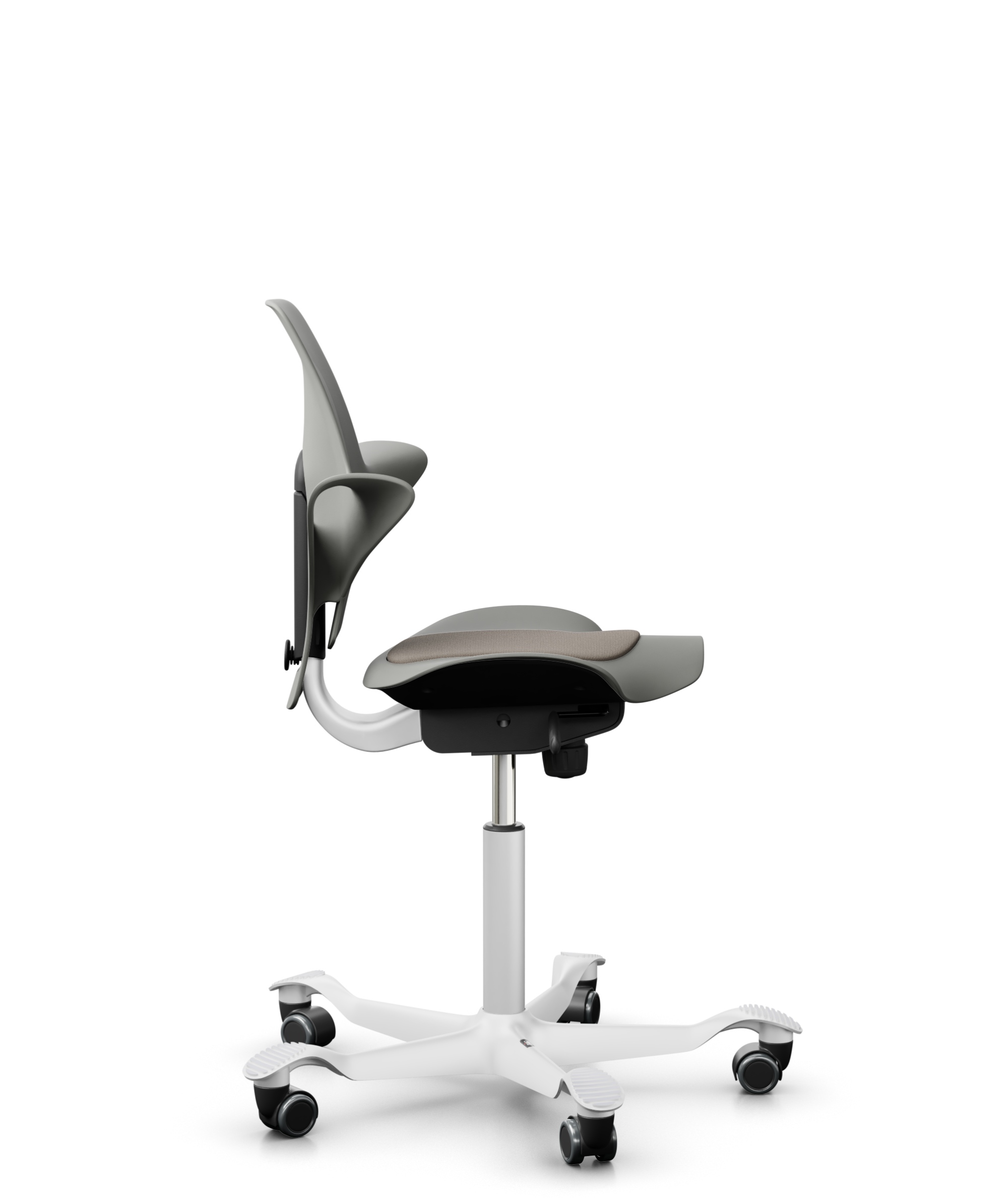 HAG Capisco Puls 8010 Select SC60129, Schale Clay, Gestell weiß - Seitenansicht