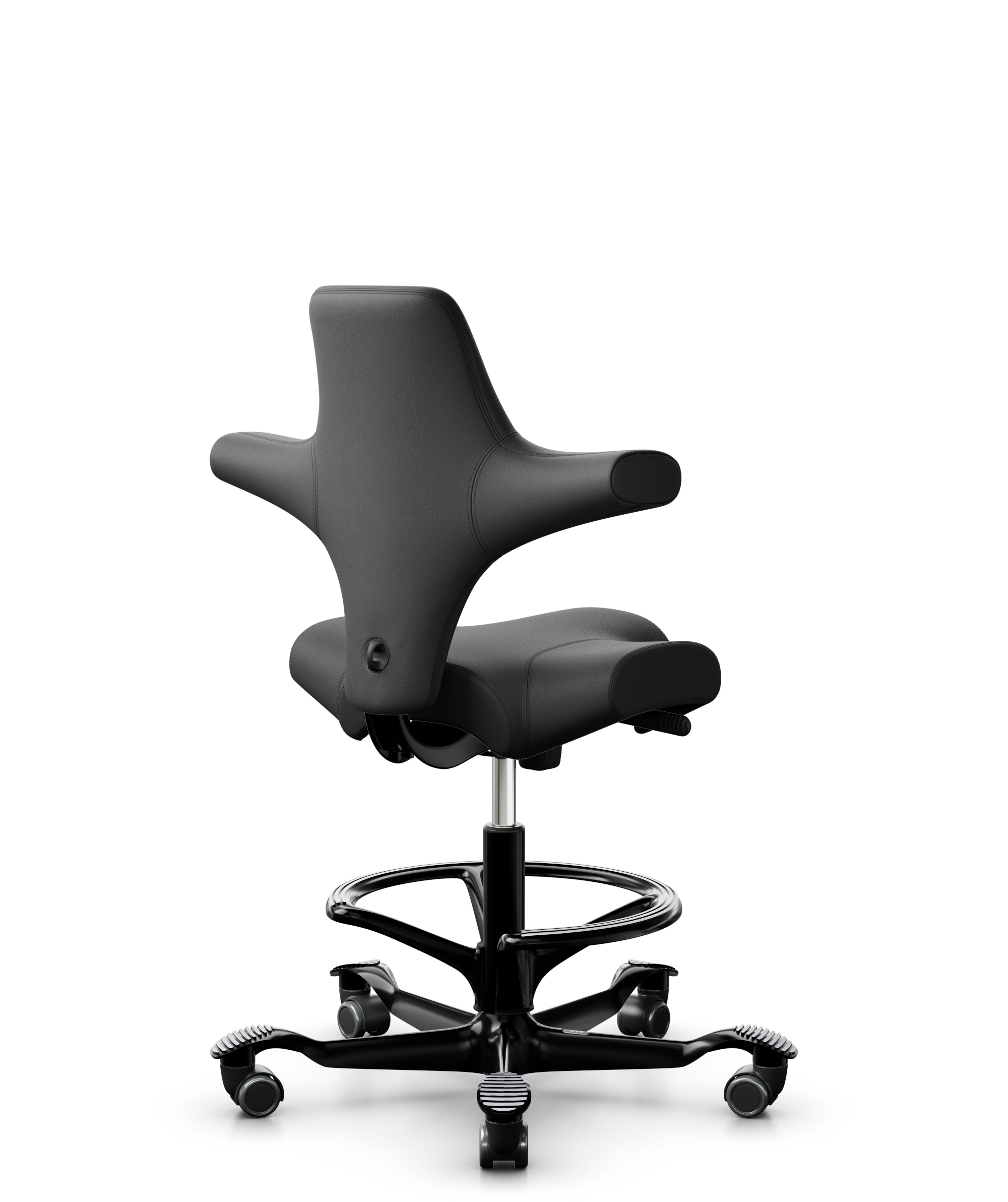 HAG Capisco 8106 Antigo Leder schwarz, schwarzes Fußkreuz, mit Fußring