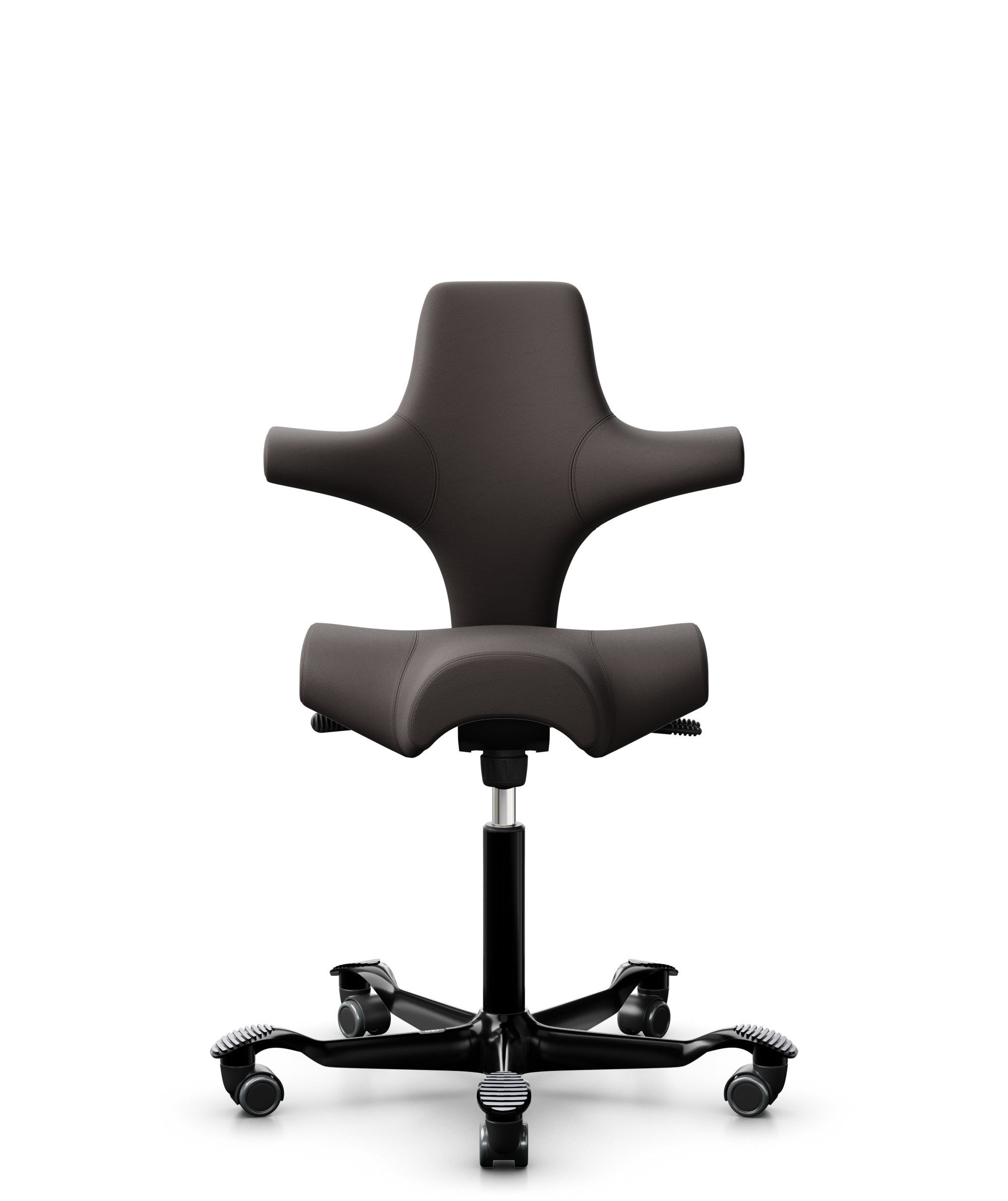 HAG Capisco 8106 Elmosoft Leder schwarz 99999 mit schwarzem Fußkreuz